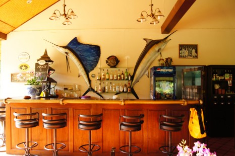 Our Tang-Mo restaurant bar, Sailfish and Marlin on the wall